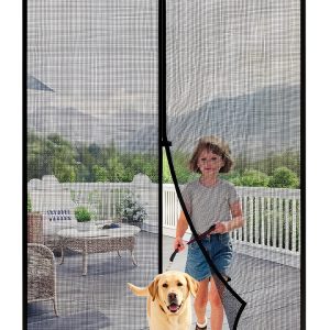 MAGZO Magnetic Screen Door 36x96 Black Magnet Mesh with Hook Loop-0