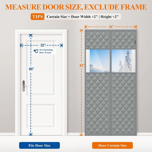 MAGZO Magnetic Thermal Insulated Door Curtain Gray 32x80 Blanket-1