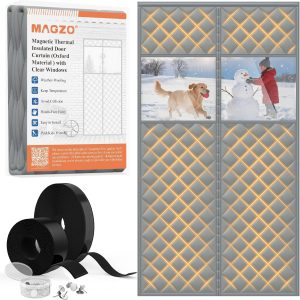 MAGZO Magnetic Thermal Insulated Door Curtain Gray 32x80 Blanket-0