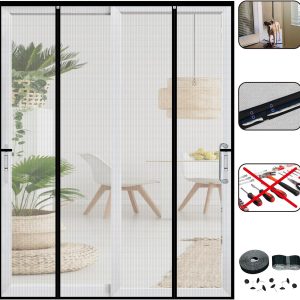Double Door Mesh Screen Magnetic Closure 72" x 80" CHIYUNS Screen Door-0
