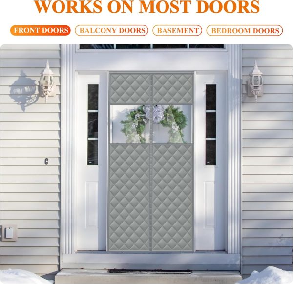 MAGZO Magnetic Thermal Insulated Door Curtain Gray 32x80 Blanket-8