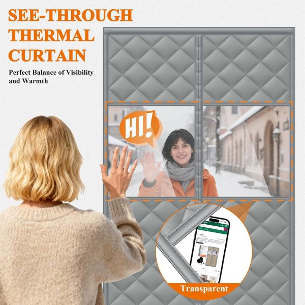 MAGZO Magnetic Thermal Insulated Door Curtain Gray 32x80 Blanket-5